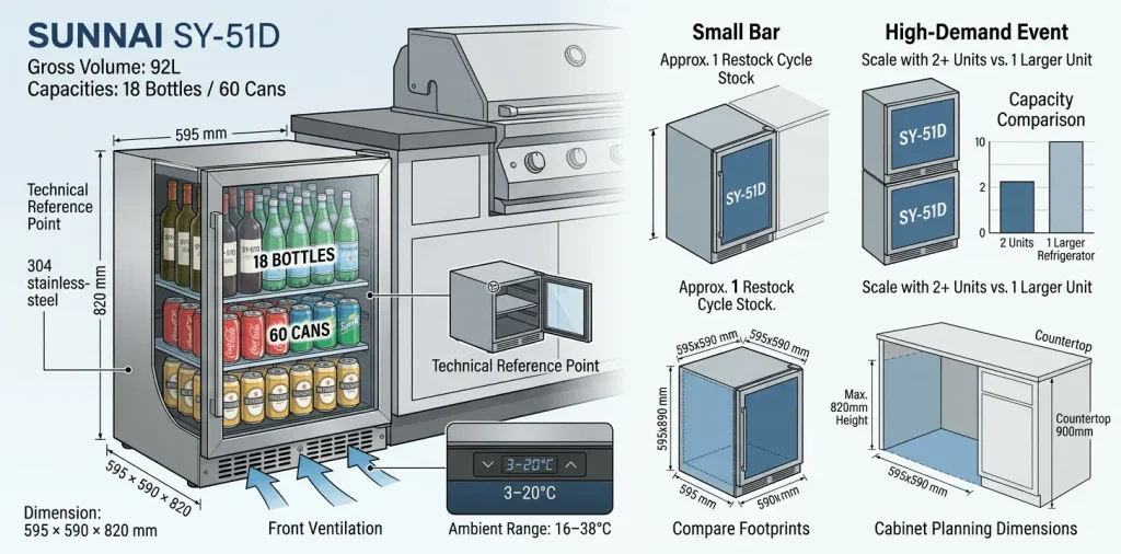Outdoor Kitchen Refrigeration Sizing Guide: Capacity, Layout, and Beverage Cooler Selection
